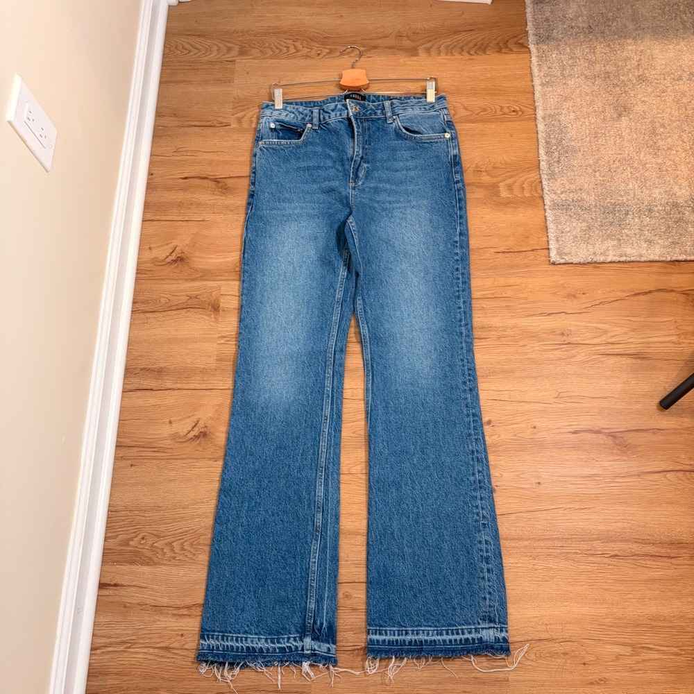 Rails Jeans Womens 30 Blue The Sunset High Rise Slim Flare Released Raw Hem